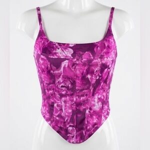 Fashion Nova Fuchsia Pink Marble Print Corset Top Abstract Bustier Women’s S